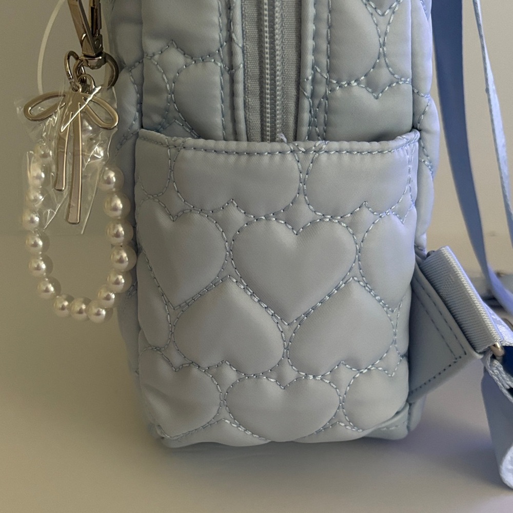 ☀️Luv Betsey Light Blue Heart Quilted Backpack - Picture 7 of 10